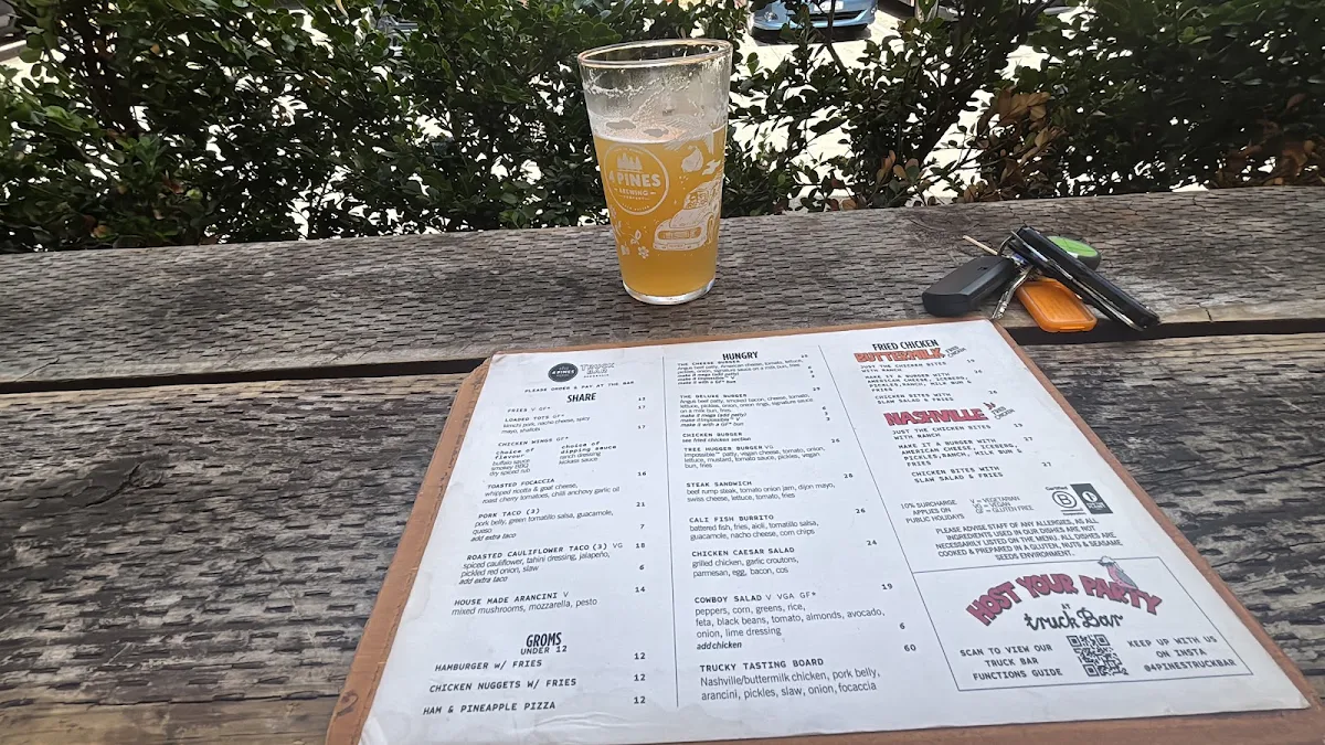 Menu, 4 Pines Truck Bar Brookvale