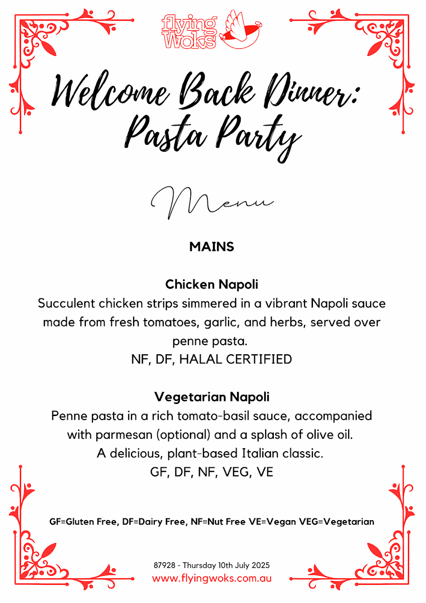 Menu, Flying Woks