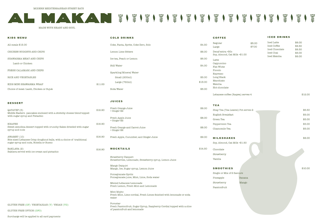 Menu, AL MAKAN