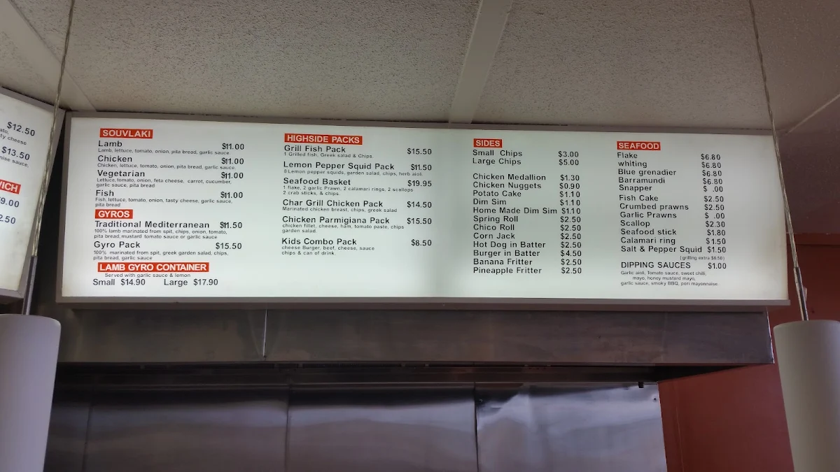 Menu, Highside Fish & Chips Cafe | Yarra Glen