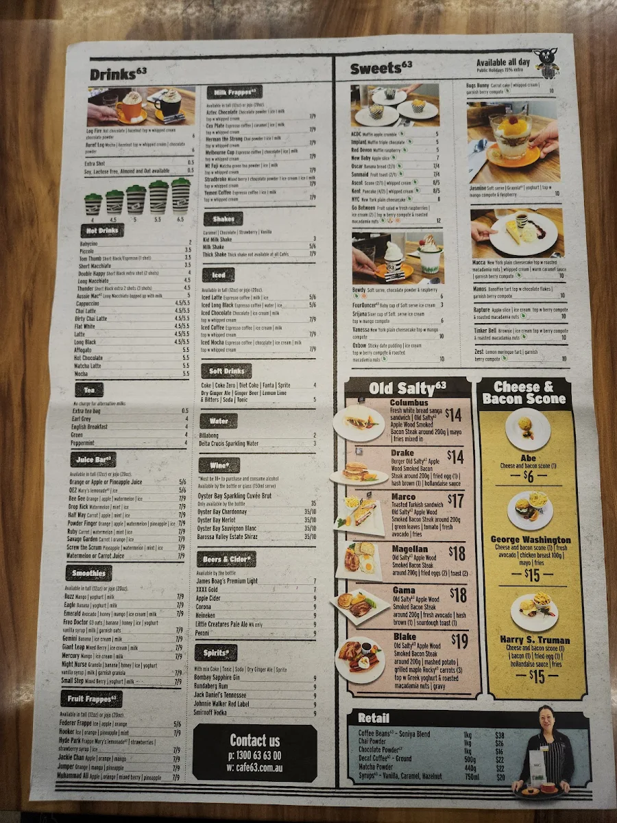 Menu, Café63© Ascot