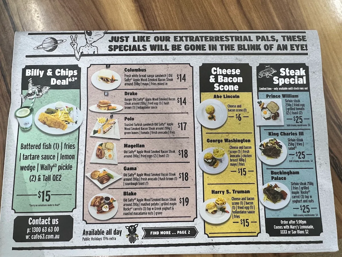 Menu, Café63© Ascot