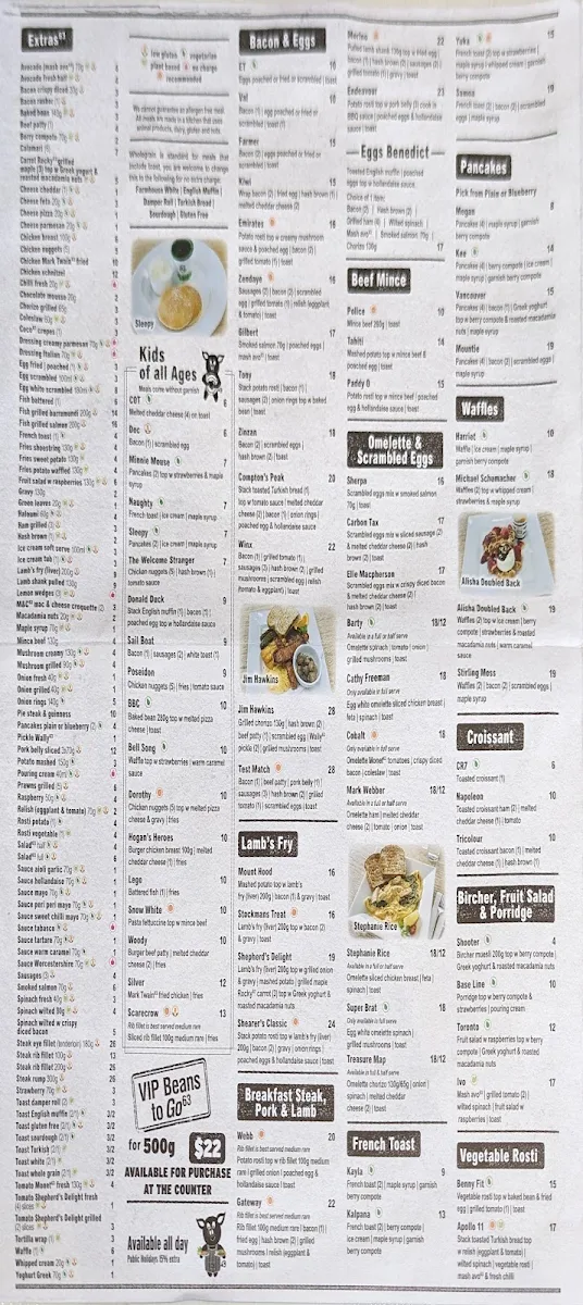 Menu, Café63© Ascot