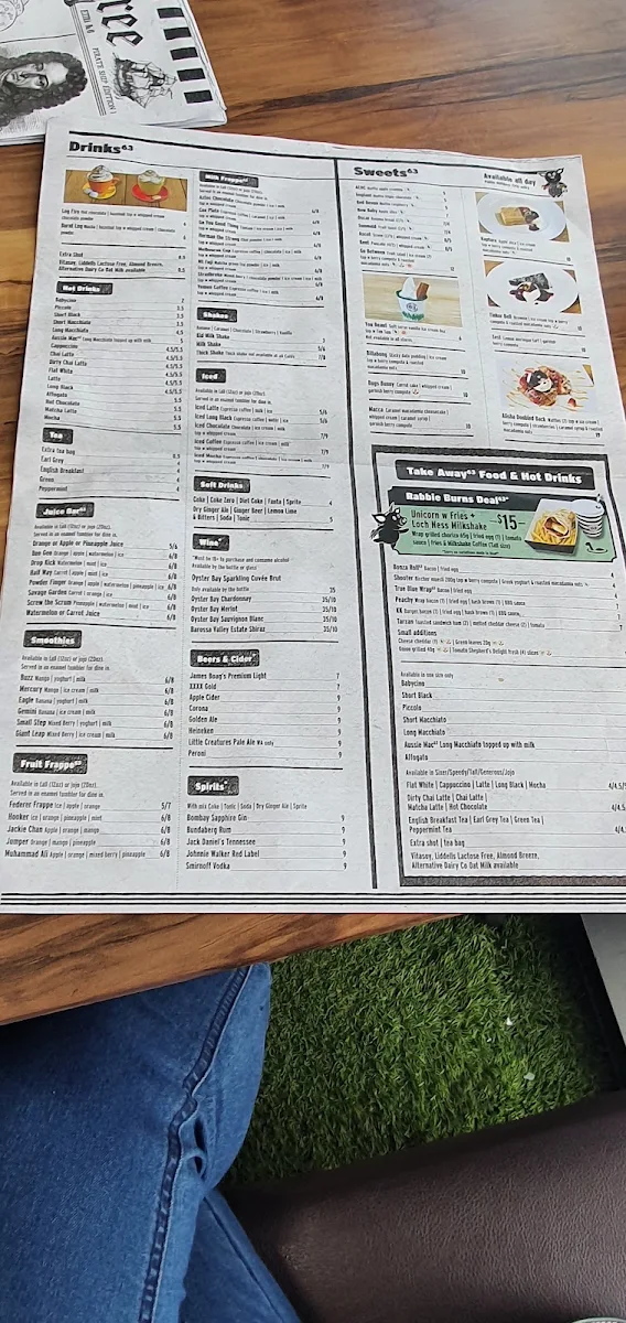 Menu, Café63© Ascot