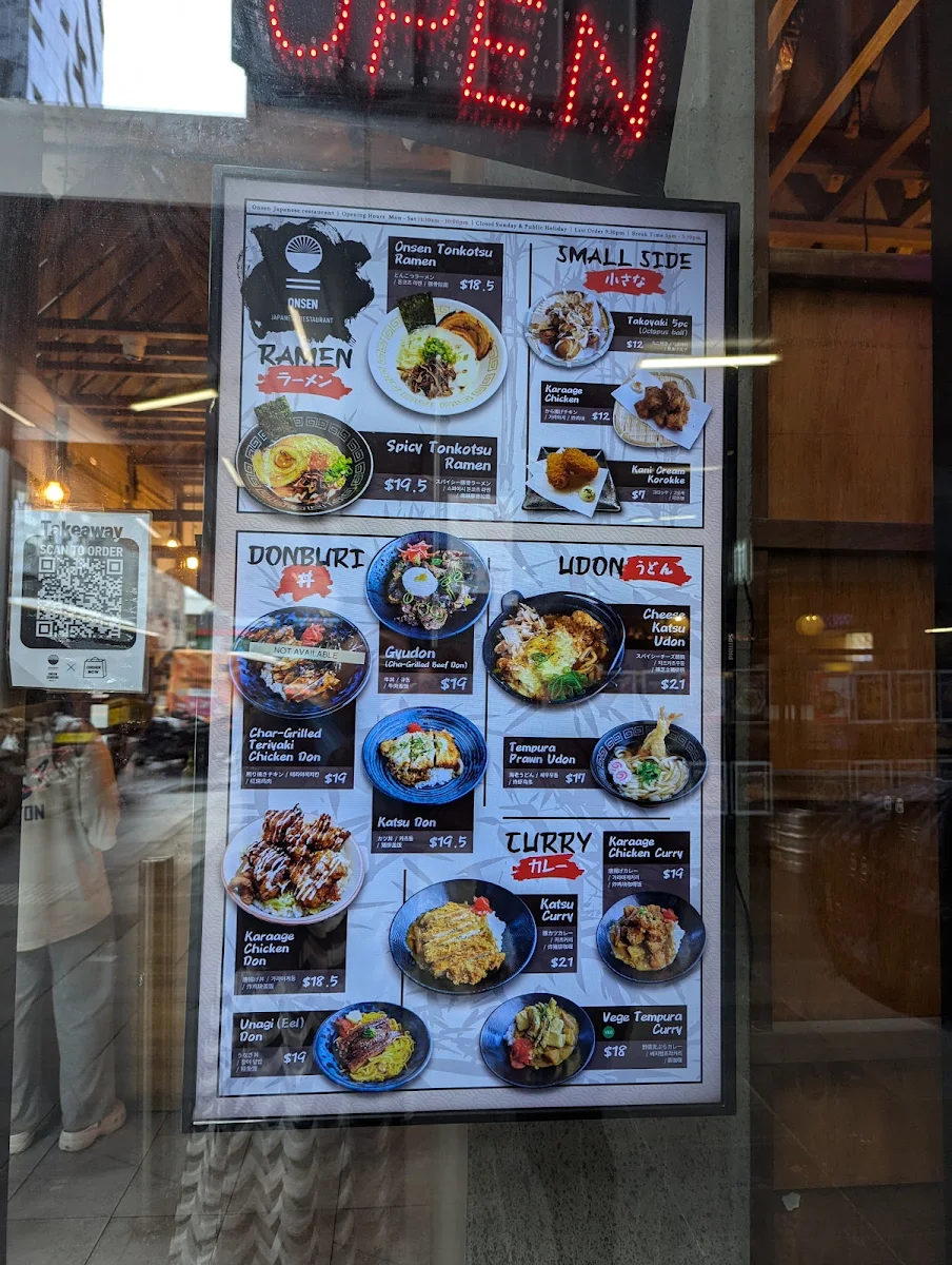 Menu, Onsen Japanese