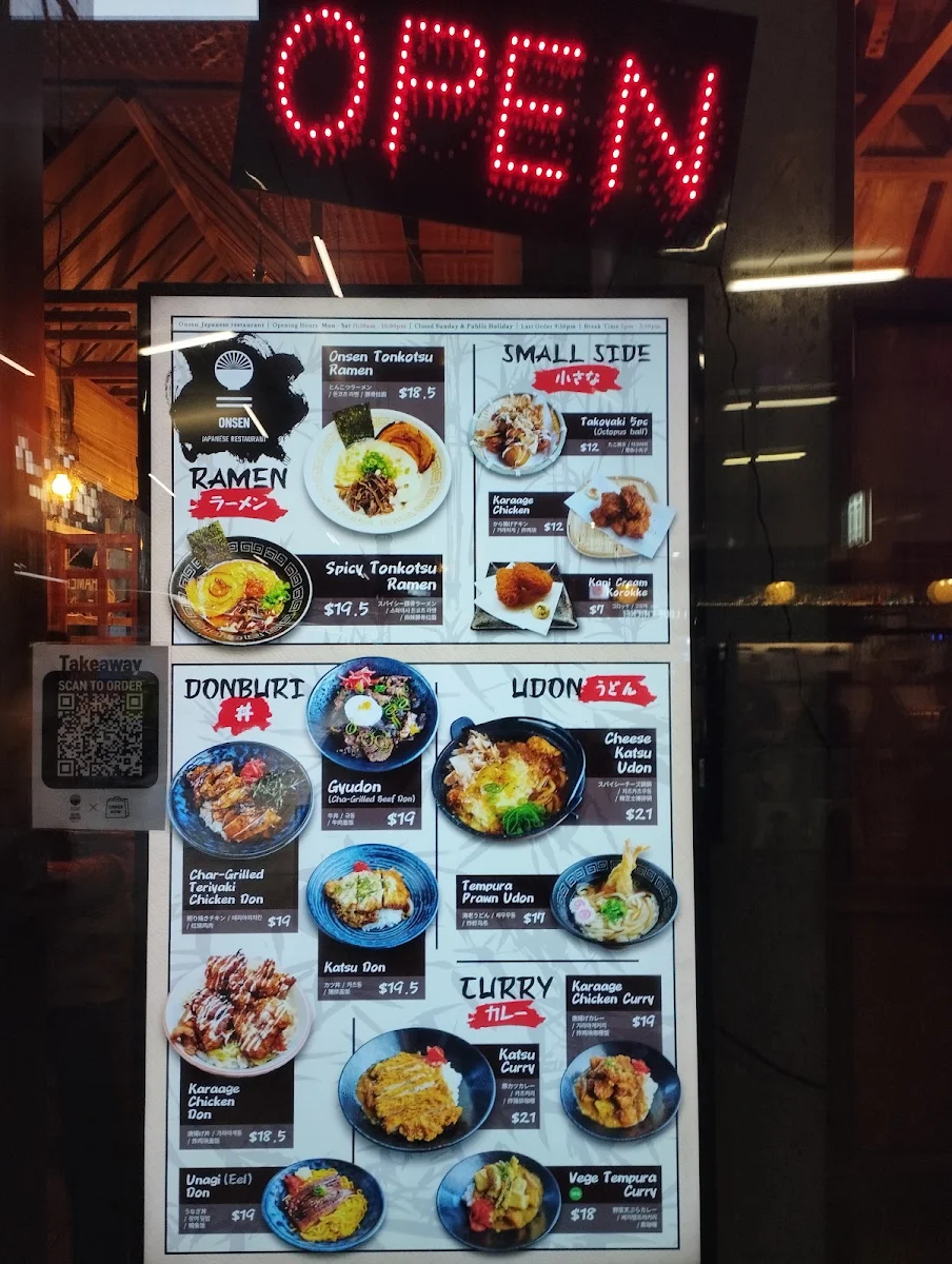 Menu, Onsen Japanese