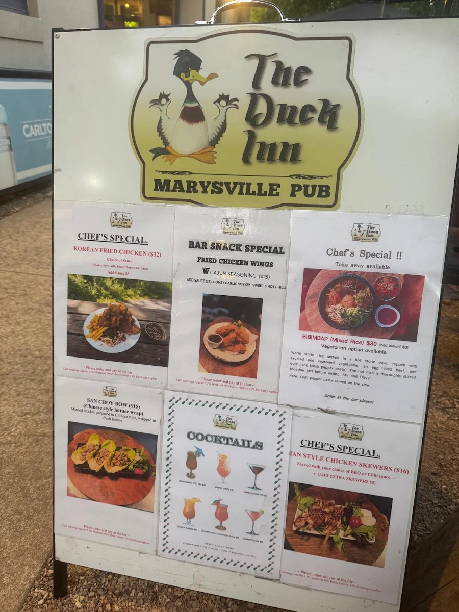Menu, The Duck Inn
