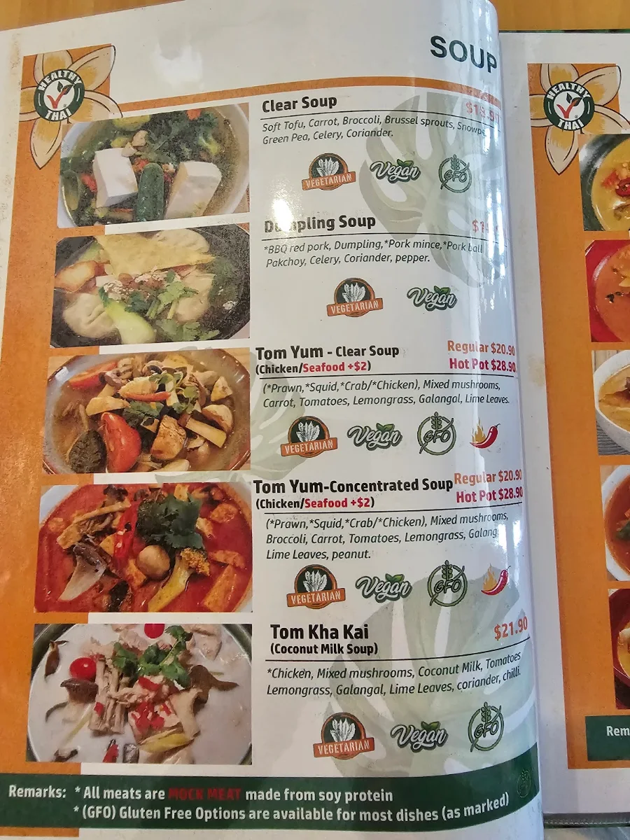 Menu, Healthy Thai Vegan & Vegetarian Cuisine