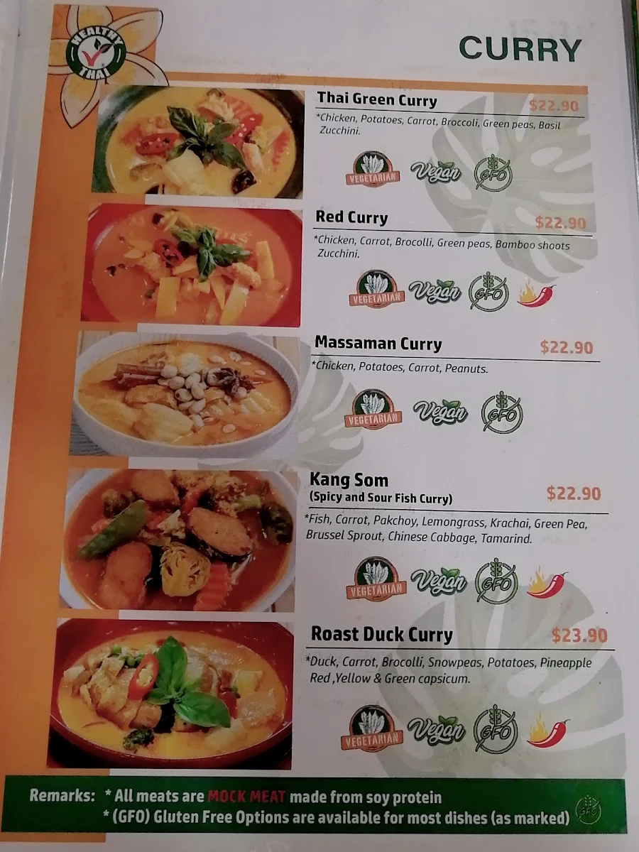 Menu, Healthy Thai Vegan & Vegetarian Cuisine