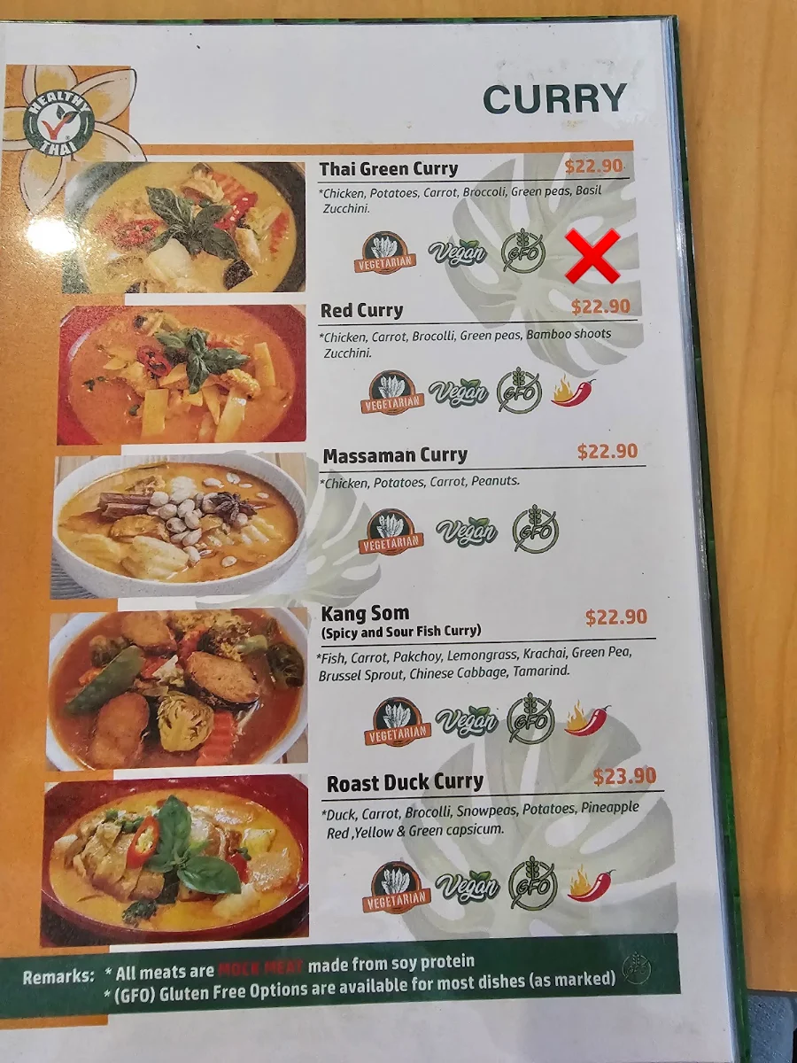Menu, Healthy Thai Vegan & Vegetarian Cuisine