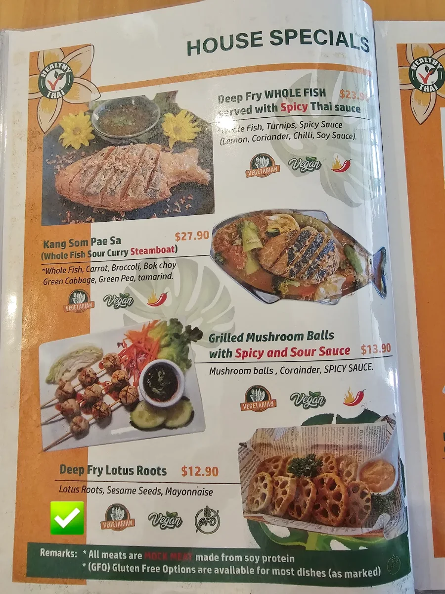 Menu, Healthy Thai Vegan & Vegetarian Cuisine