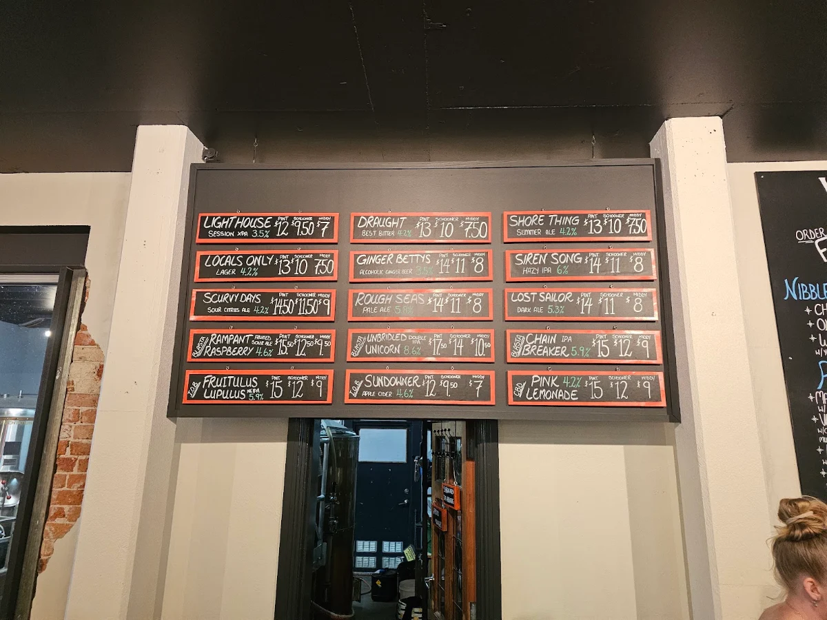 Menu, Wilson Brewing Company