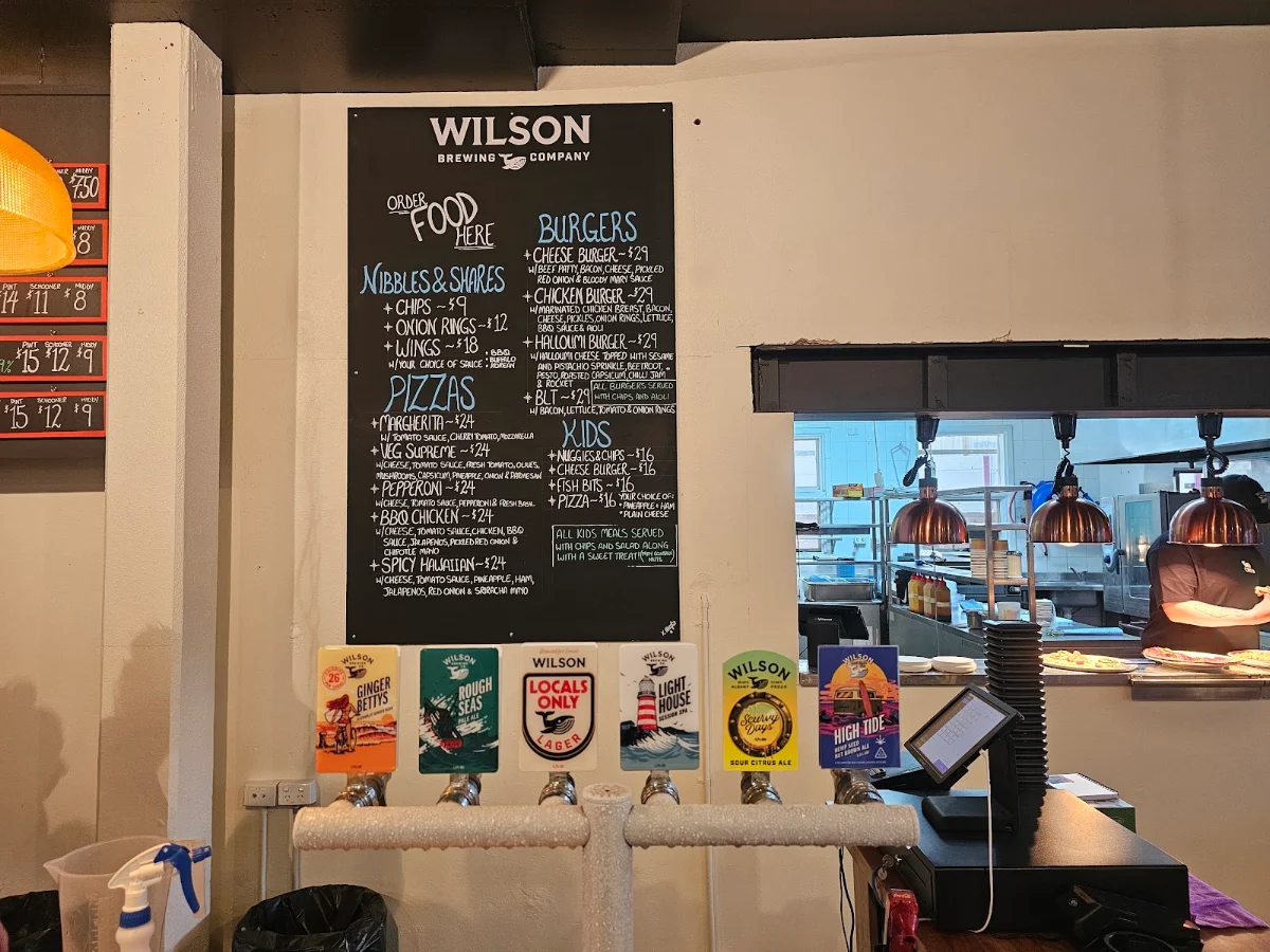 Menu, Wilson Brewing Company