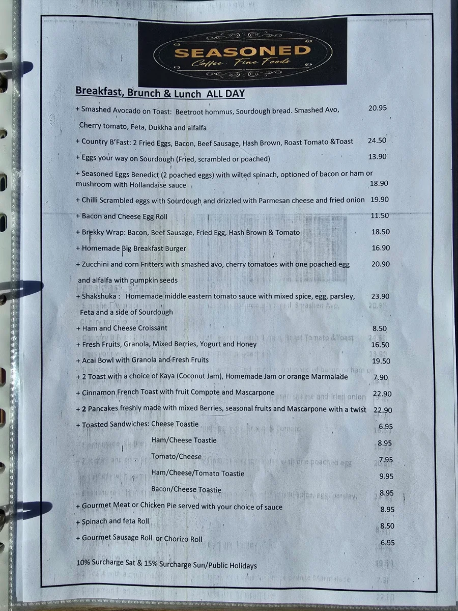 Menu, Seasoned