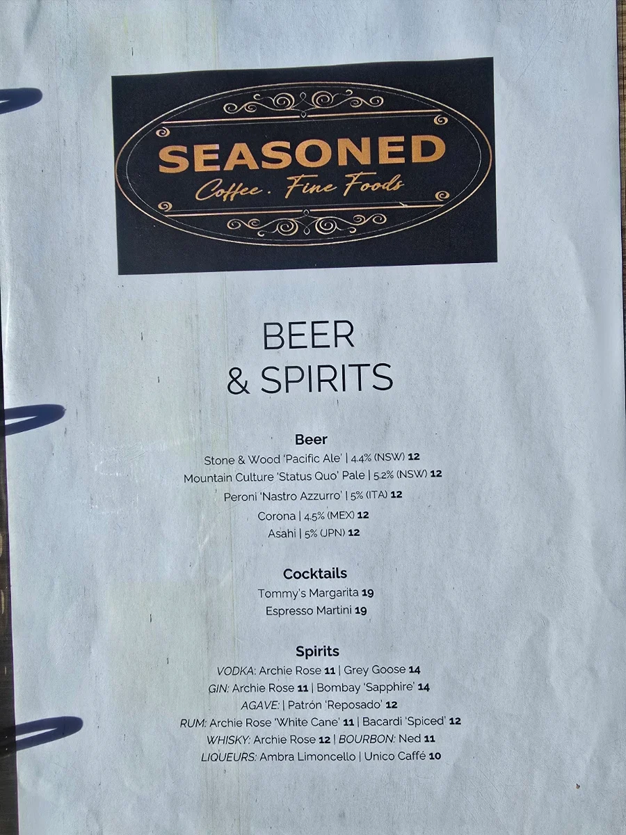 Menu, Seasoned