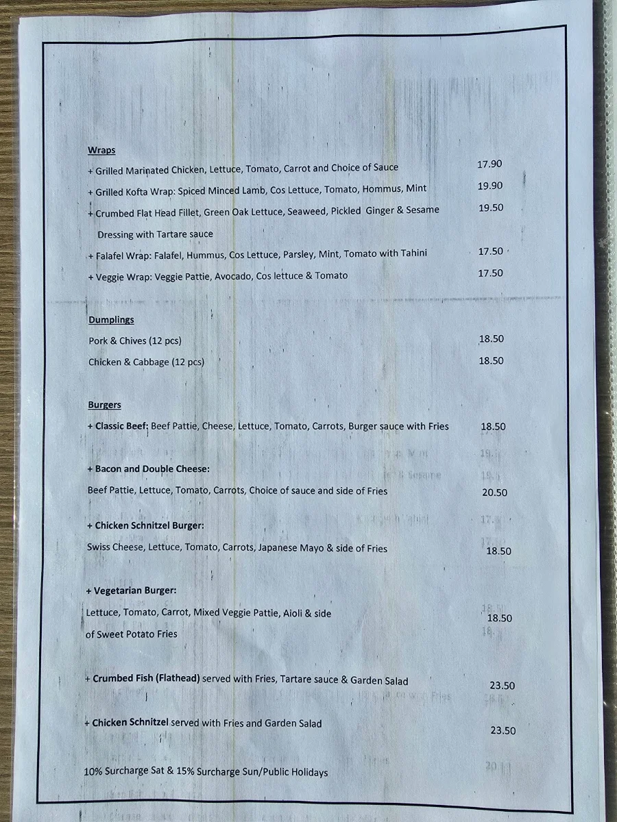 Menu, Seasoned