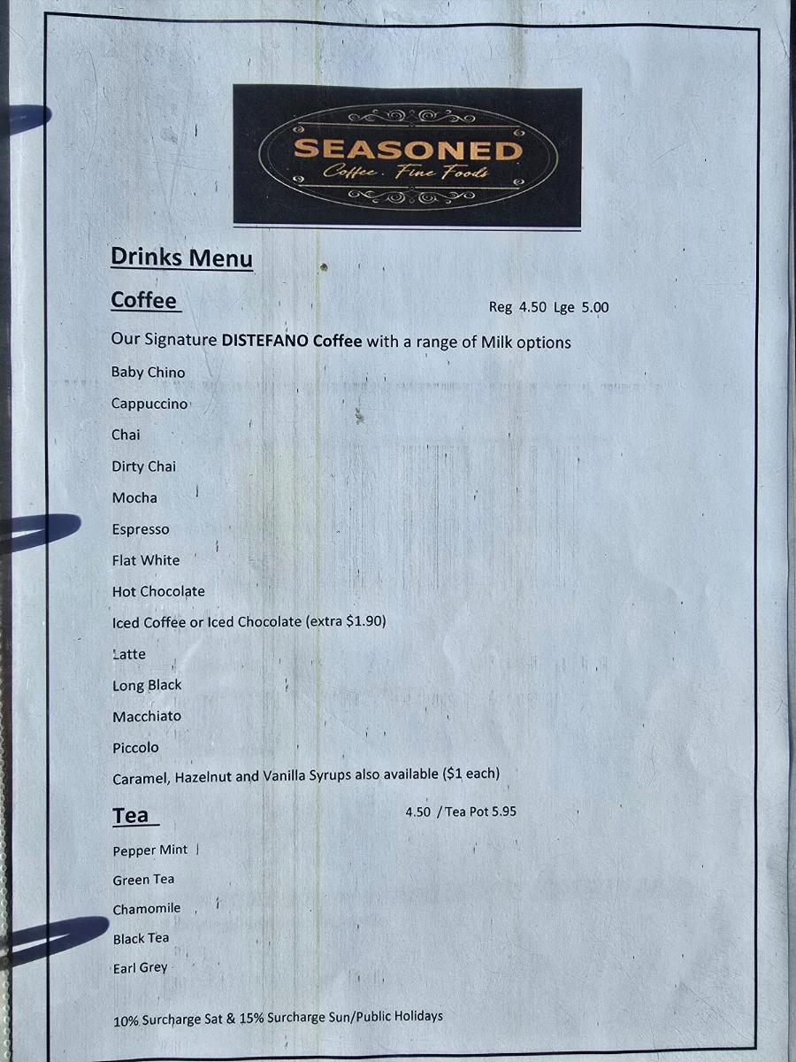 Menu, Seasoned