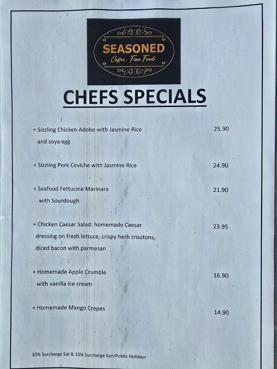 Menu, Seasoned