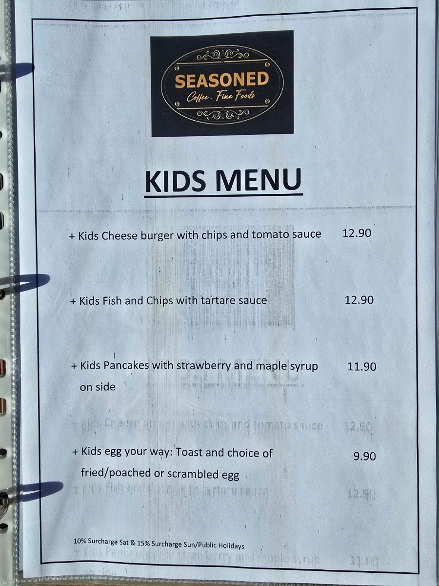 Menu, Seasoned