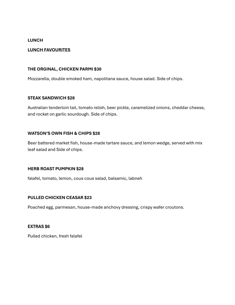 Menu, Seasoned