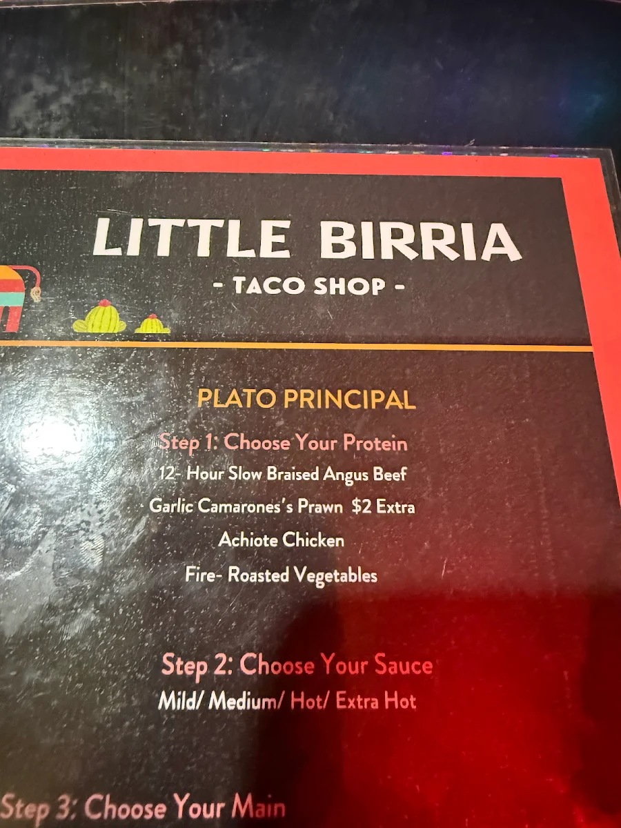 Menu, Little Birria Matraville