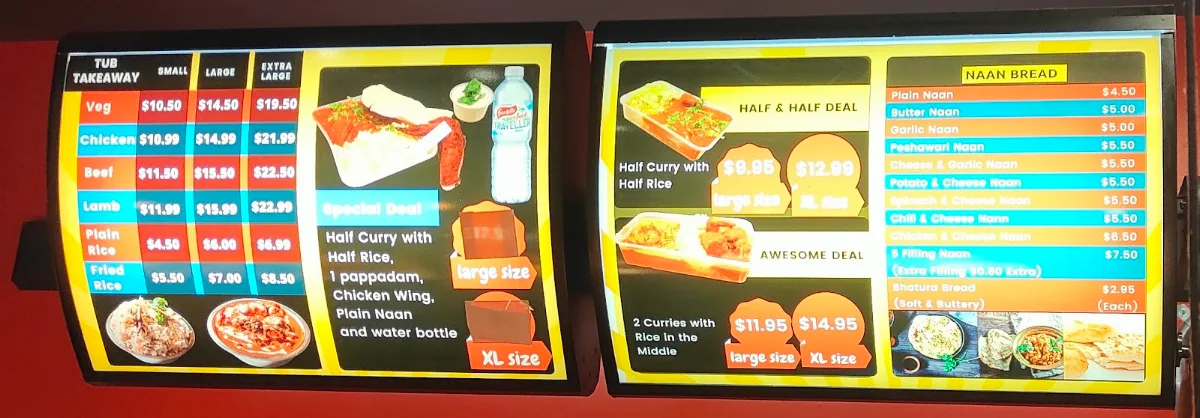 Menu, Unique Indian Cuisine