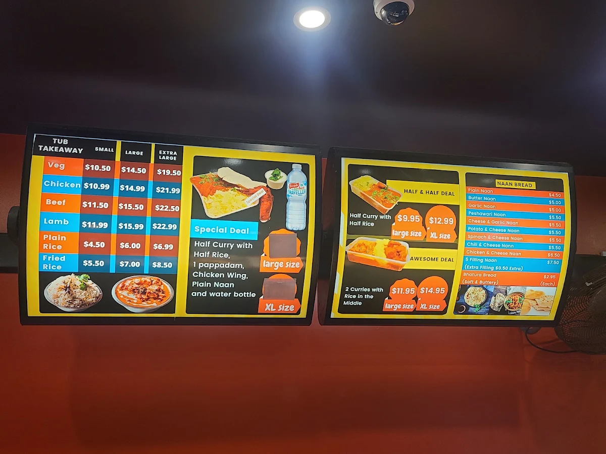 Menu, Unique Indian Cuisine