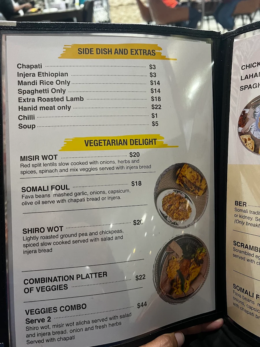 Menu, Salam Mandi Arabian and East African cuisines