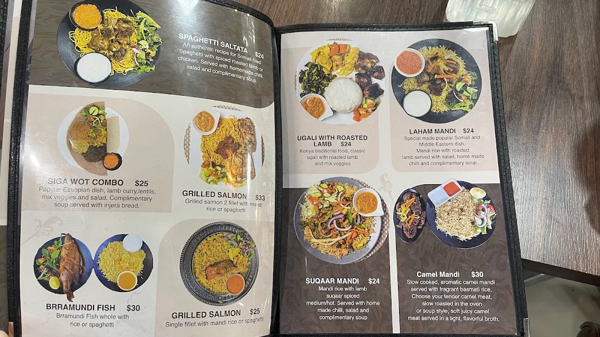 Menu, Salam Mandi Arabian and East African cuisines