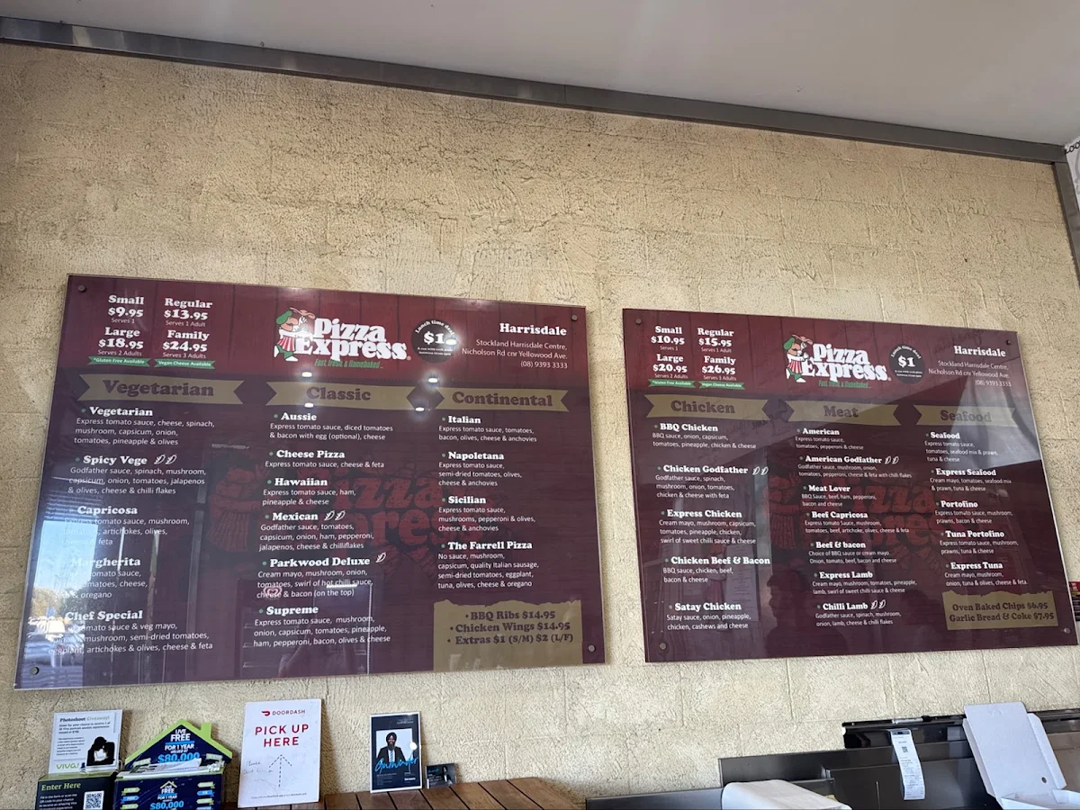 Menu, Pizza Rider Harrisdale