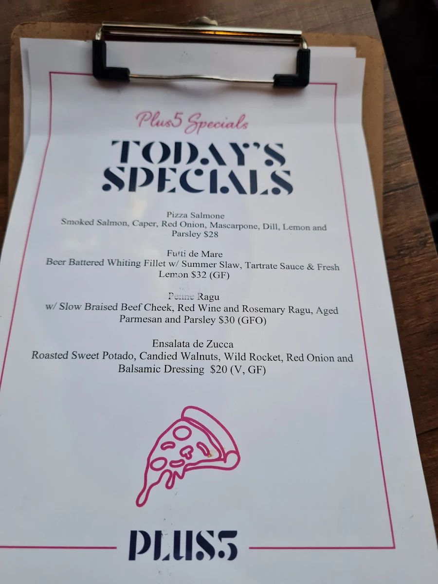 Menu, Plus 5