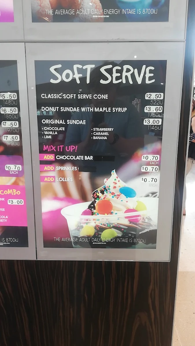 Menu, Donut King Lavington