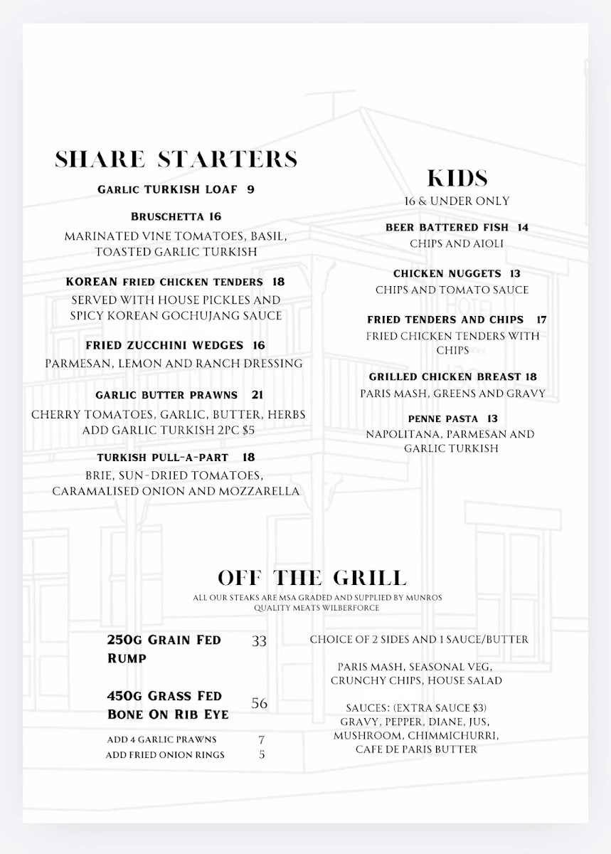 Menu, Kravings Bistro
