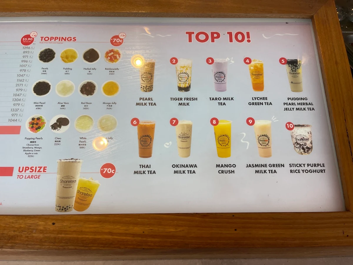 Menu, Sharetea Blacktown