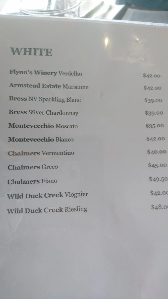 Menu, Heathcote Harvest