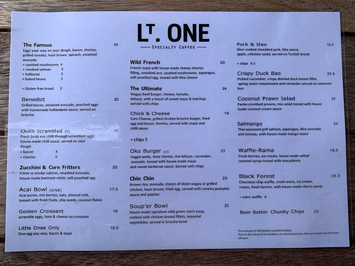 Menu, Property of Little One