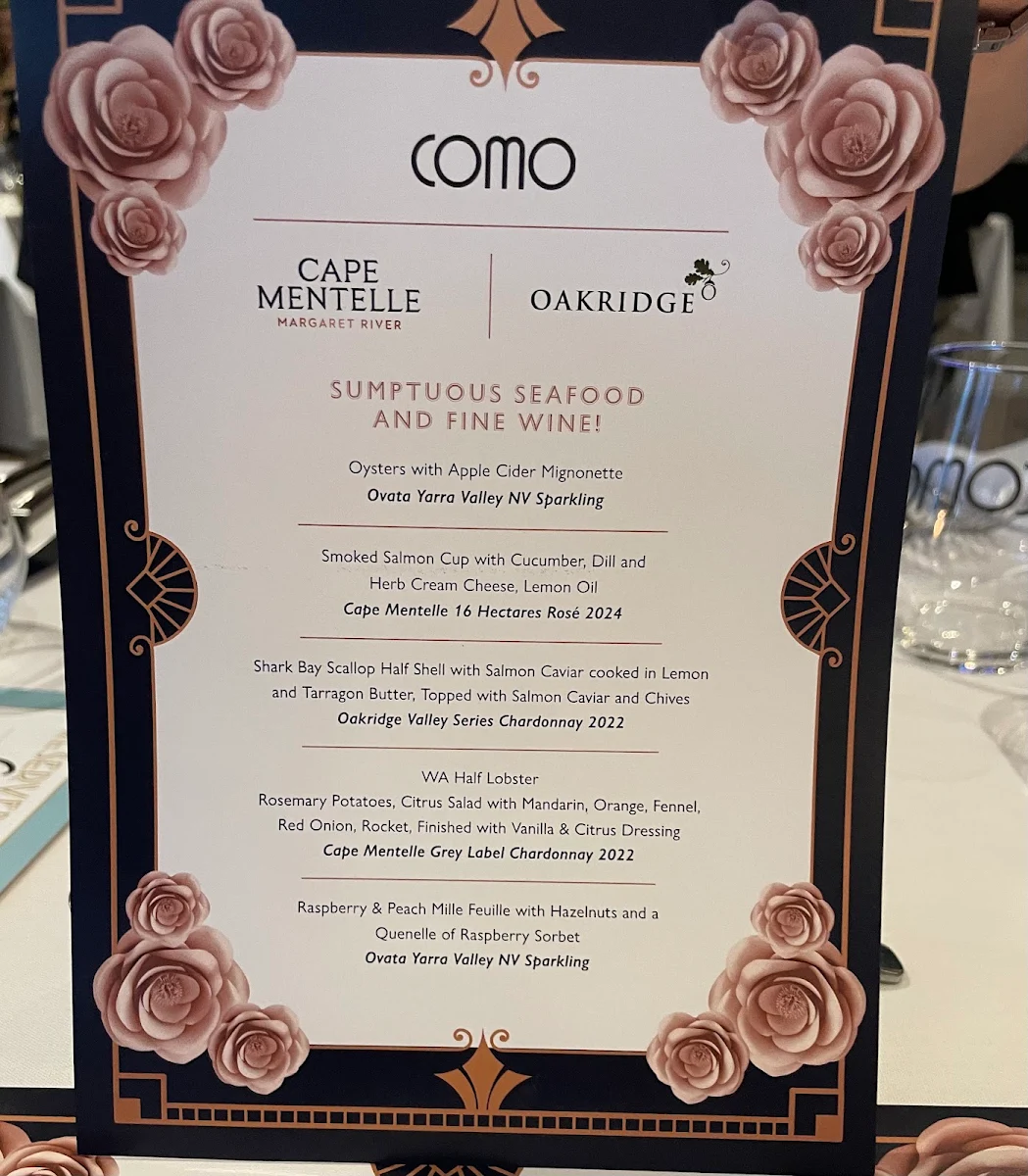 Menu, Como Hotel