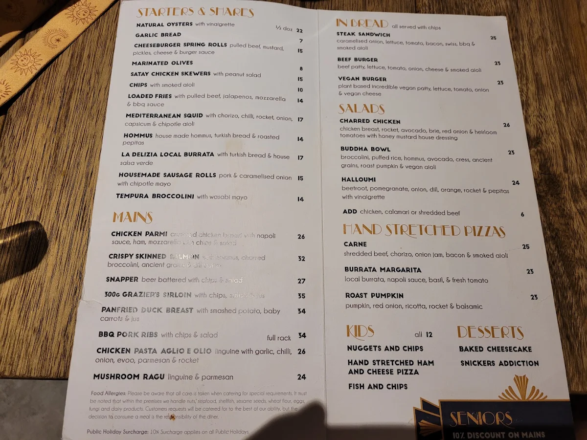 Menu, Como Hotel