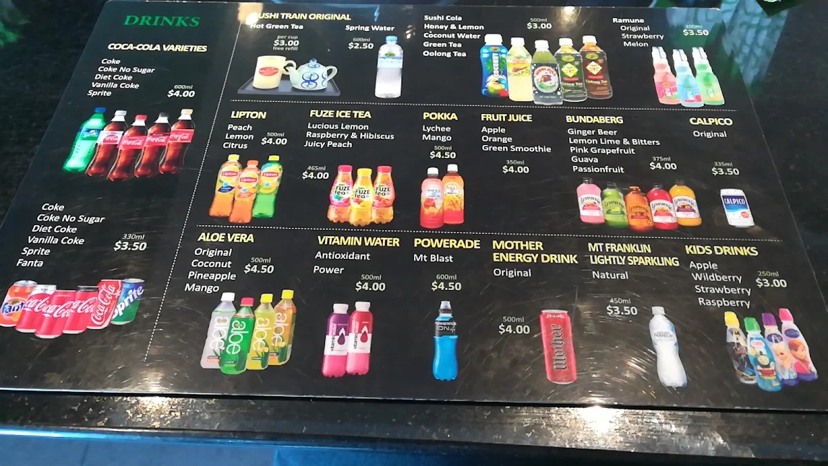 Menu, Sushi Train Mango Hill