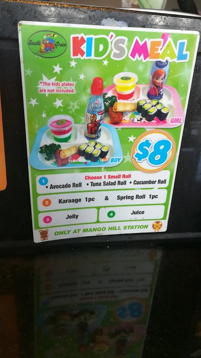 Menu, Sushi Train Mango Hill
