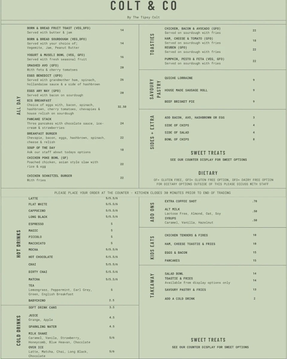 Menu, Colt & Co