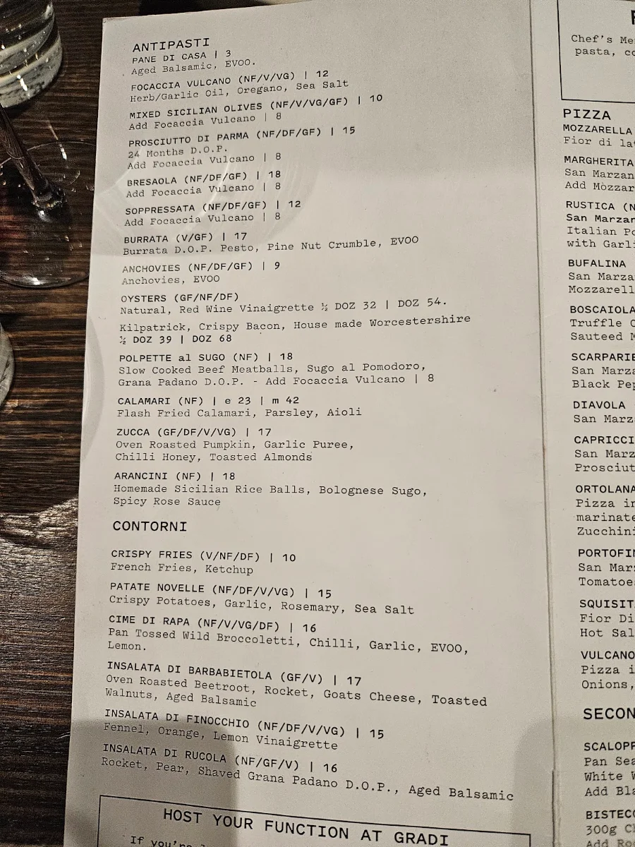 Menu, 400 Gradi - Adelaide