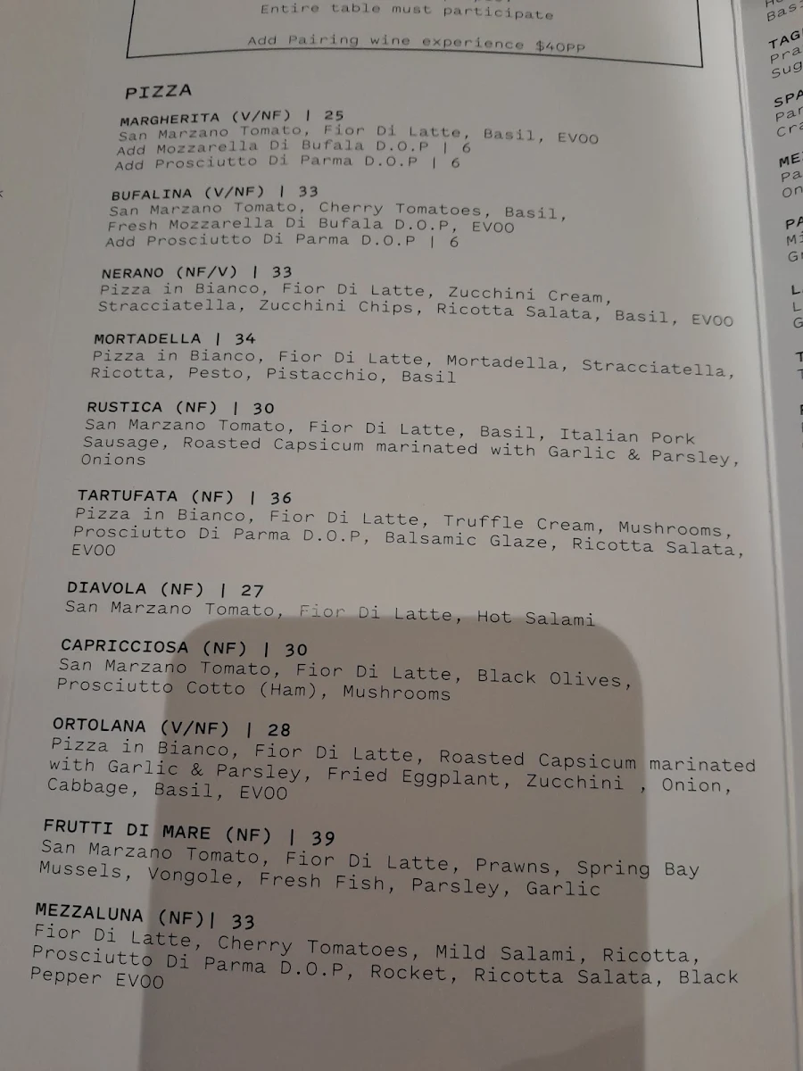 Menu, 400 Gradi - Adelaide
