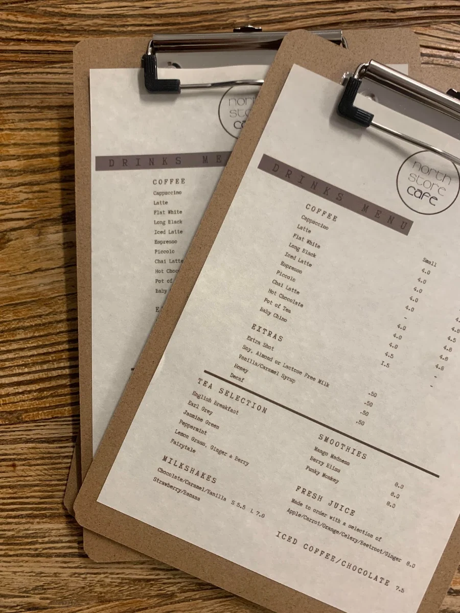 Menu, North Store Cafe Wonthaggi