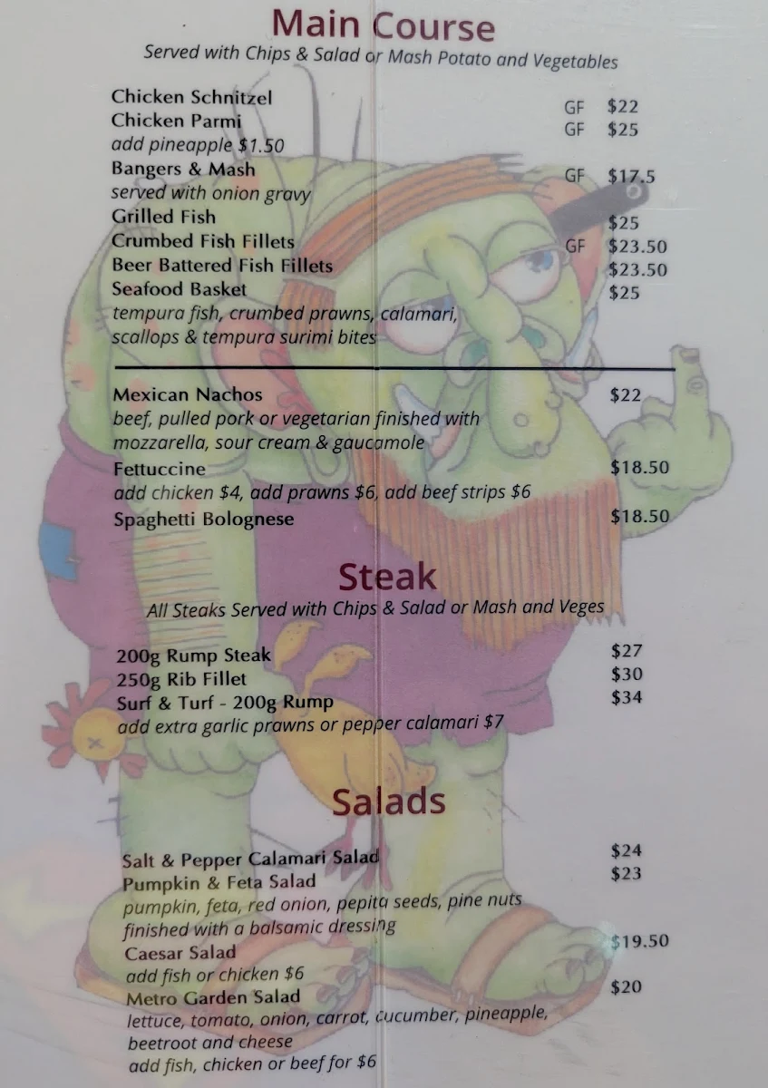 Menu, Hotel Metropole