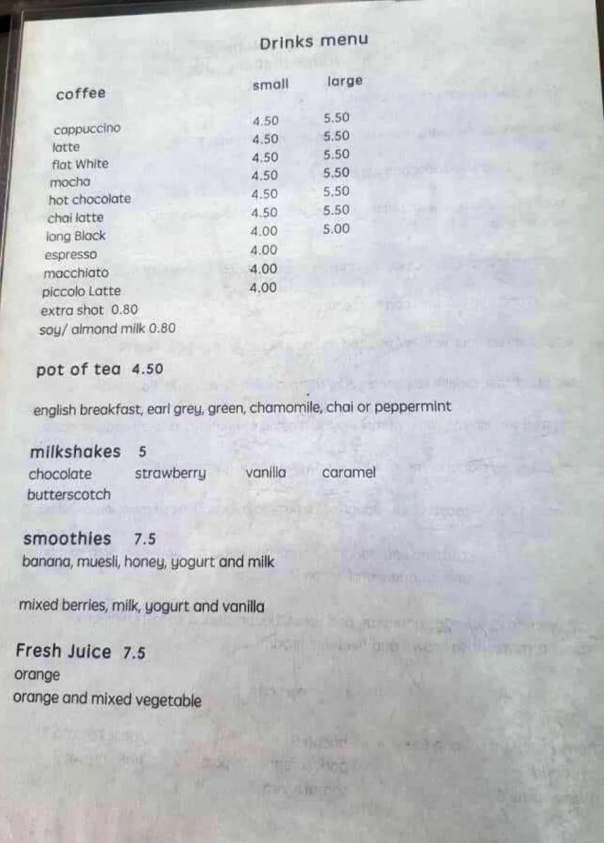 Menu, Lunar @ fingal cellars