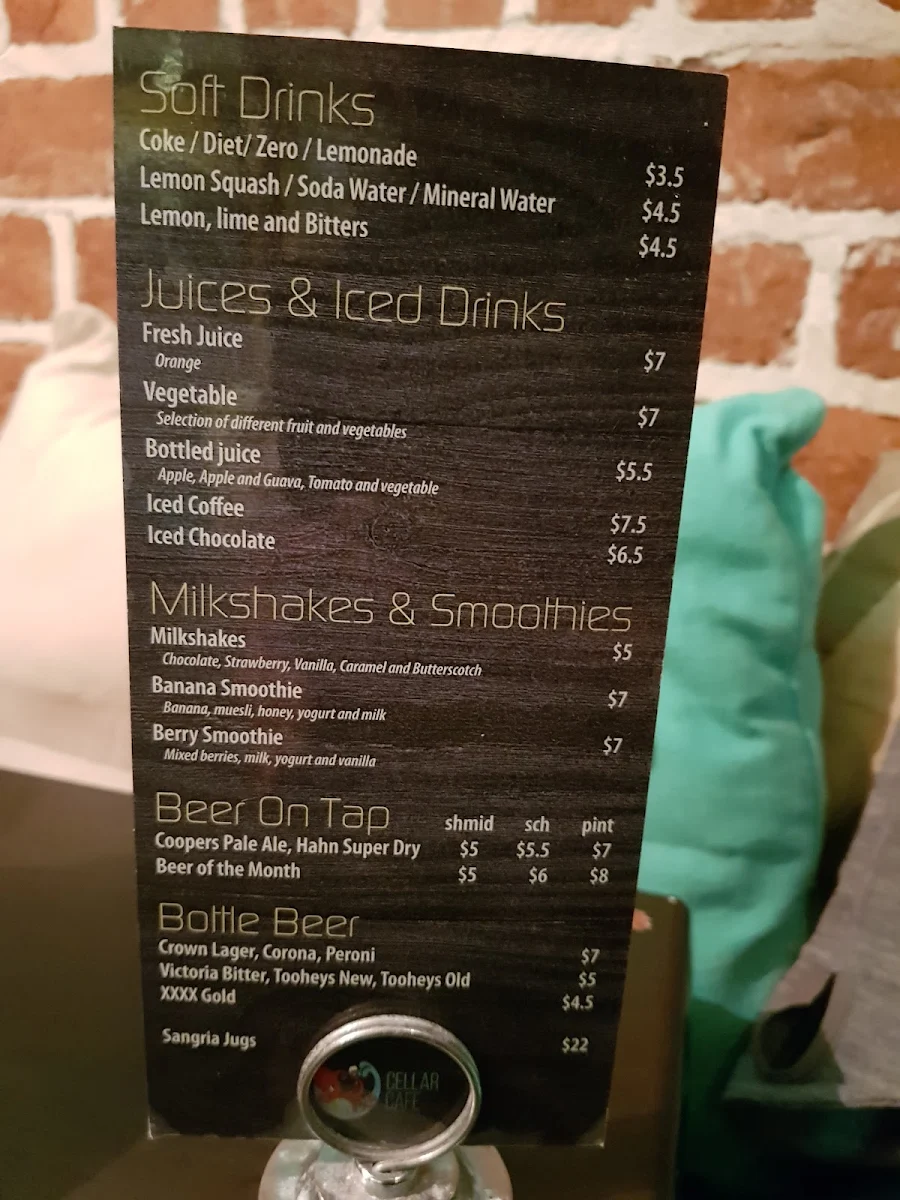 Menu, Lunar @ fingal cellars