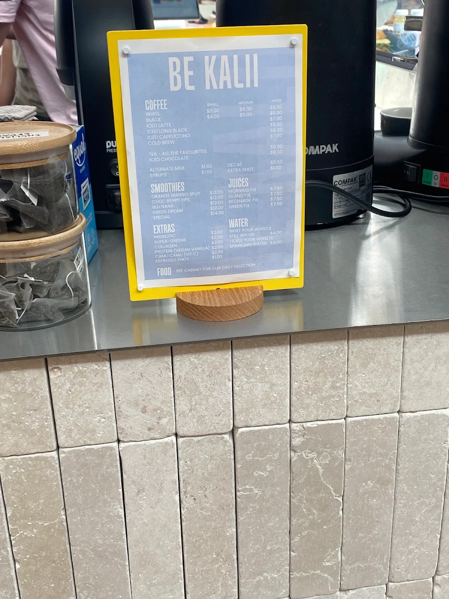 Menu, Be Kalii