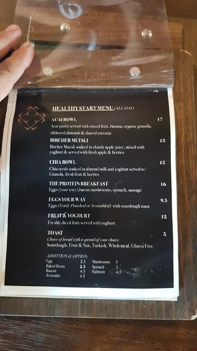 Menu, Extract Espresso.
