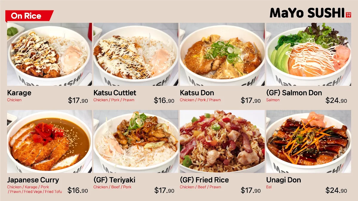 Menu, MaYo Sushi